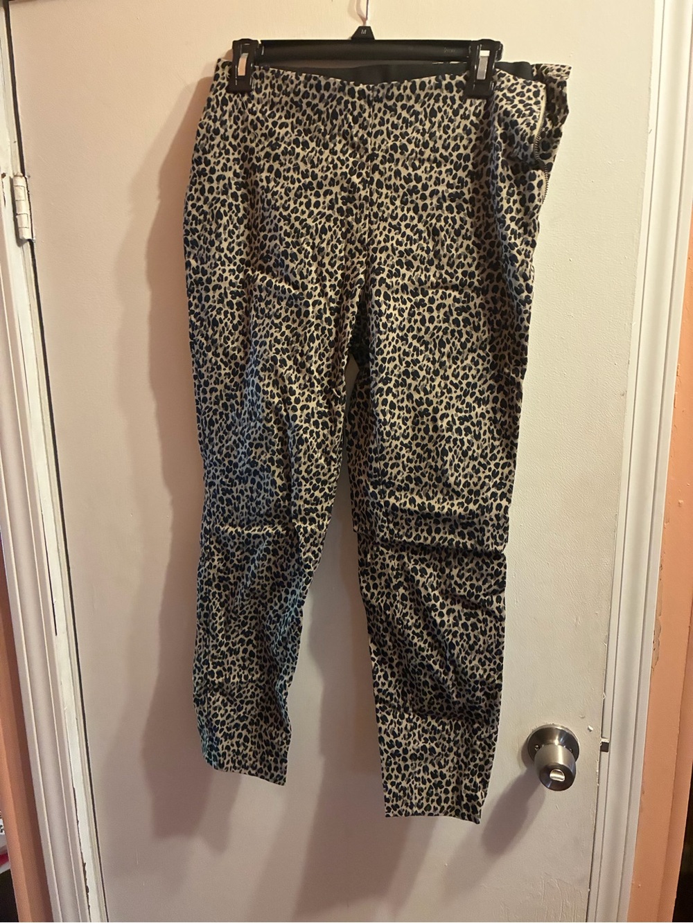 a new day Leopard Print Slim Trousers - Black & Cream